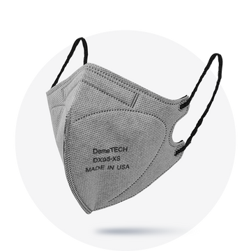 Kids, Grey Extra Small Particulate Respirator Fold Style With Black Earloops  (Box of 20)